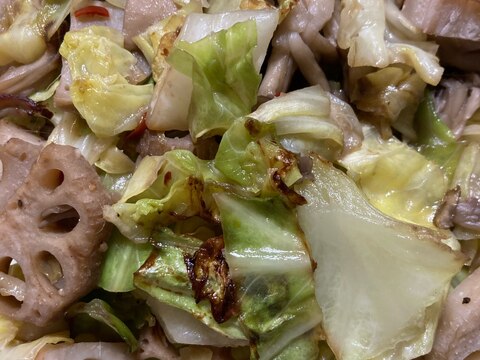 れんこんとキャベツのアンチョビソテー